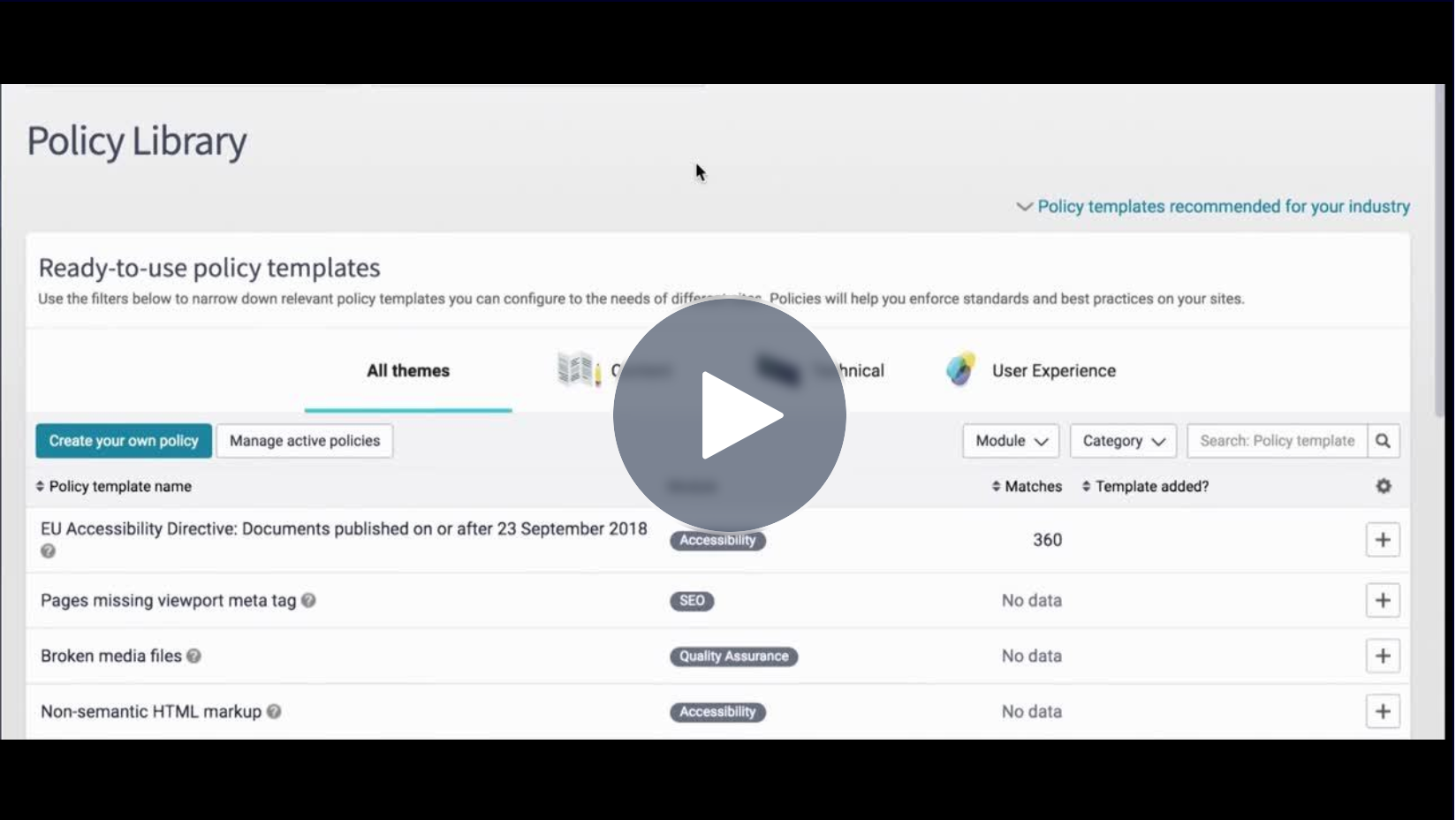 Create Siteimprove Policy video 