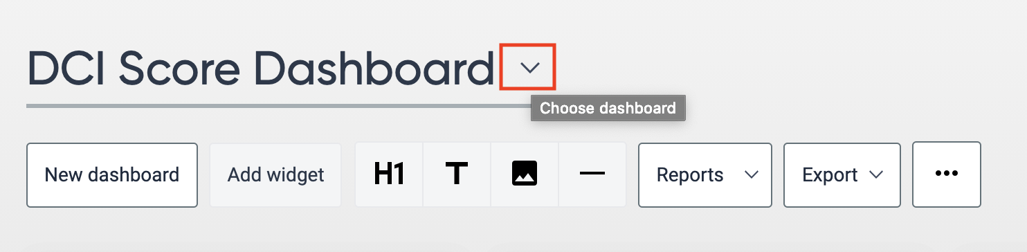 Dropdown arrow to the right of DCI Score Dashboard should be clicked on